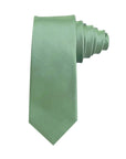 Sage green men's silk tie, crafted from 100% mulberry silk for elegant formal wear.