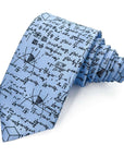 Blue and white Mathematician's Muse Polyester Tie featuring geometric patterns