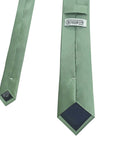 Sage green men's silk tie made from 100% mulberry silk, showcasing its luxurious texture and elegant design.