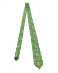 Golden Lily Verdant men's tie with intricate floral pattern on green background, perfect for formal or smart-casual occasions.