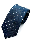 Classic Herringbone Polka Dot Men's Silk Tie in navy, featuring pure silk material and elegant design.