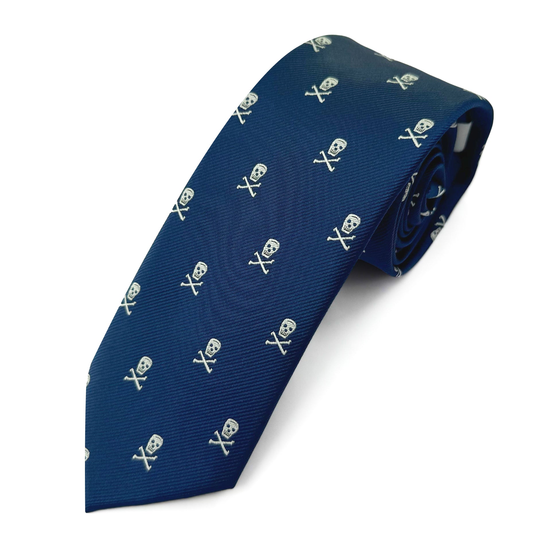 Navy Skull & Crossbones - Polyester Tie