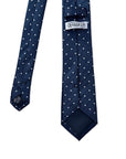 Classic Herringbone Polka Dot Men's Silk Tie in navy featuring subtle polka dots for a timeless formal look.