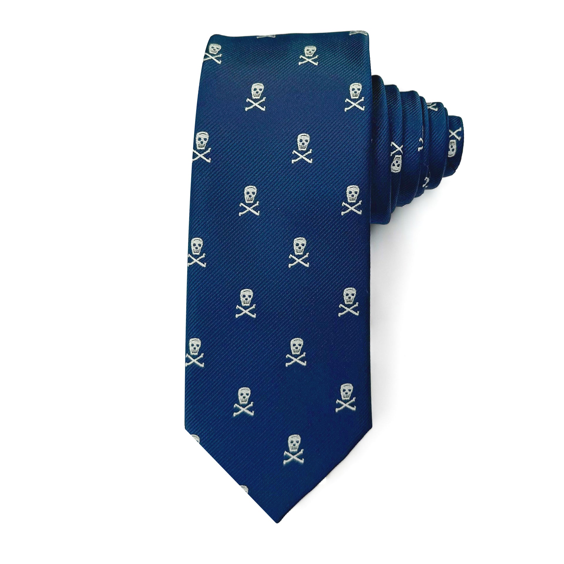 Navy Skull & Crossbones - Polyester Tie