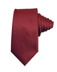 "Burgundy Solid Satin Polyester Tie and Pocket Square Set for formal wear"