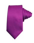 Fuchsia Solid Satin Polyester Tie with Matching Pocket Square Set
