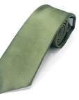 Olive - Solid Satin Polyester Tie & Pocket Square Set