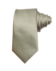 Light Grey Solid Satin Polyester Tie and Pocket Square Set for Formal Occasions
