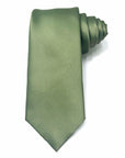 Olive - Solid Satin Polyester Tie & Pocket Square Set