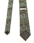 Willow Noir men's tie featuring intricate black and sage-green willow pattern, perfect for formal or smart-casual wear.