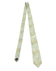 Willow Mist tie showcasing elegant leaf motifs in pastel sage and cream, handcrafted from breathable cotton.