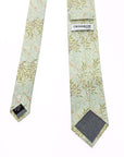 Willow Mist Men's Tie featuring a pastel sage and cream design with flowing leaf motifs, handcrafted from breathable cotton.