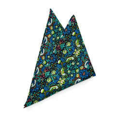 Strawberry Thief Blue Liberty Tana Lawn cotton pocket square, William Morris bird-and-strawberry print on a blue ground.