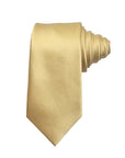 Champagne-colored Solid Satin Polyester Tie and Pocket Square Set
