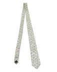 English Garden Mist men's tie with floral design, featuring blue and lilac flowers on a neutral background.