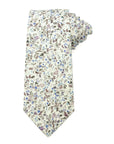 English Garden Mist - Cotton Tie featuring blue and lilac floral vines on a soft neutral background for spring formalwear.