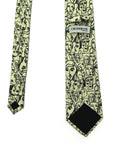 Beige polyester tie with abstract line-drawing faces pattern for a unique artistic style accessory