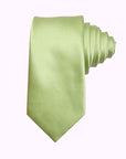 Sage Green Solid Satin Polyester Tie and Pocket Square Set