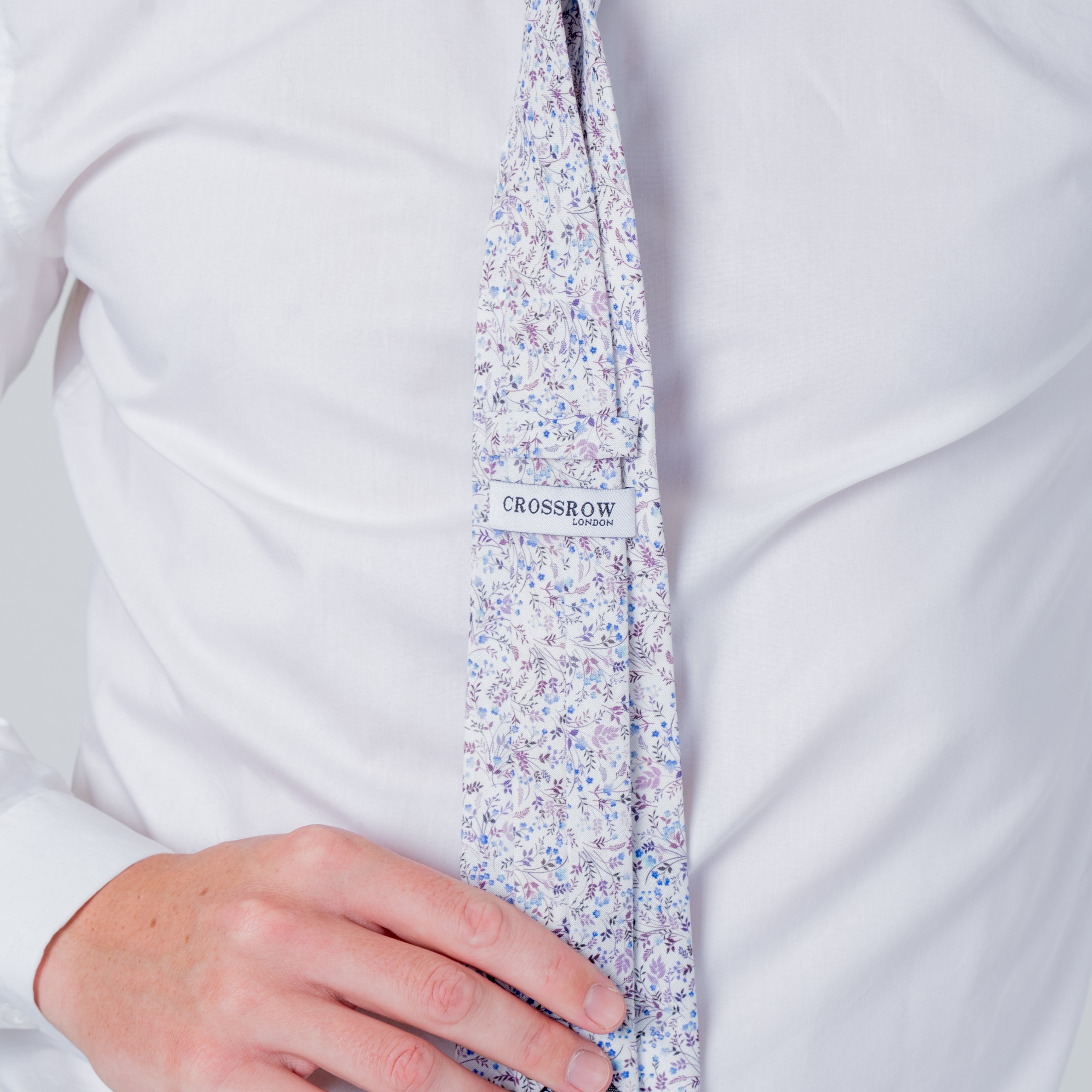 English Garden Mist Cotton Tie | Wedding | Crossrow London