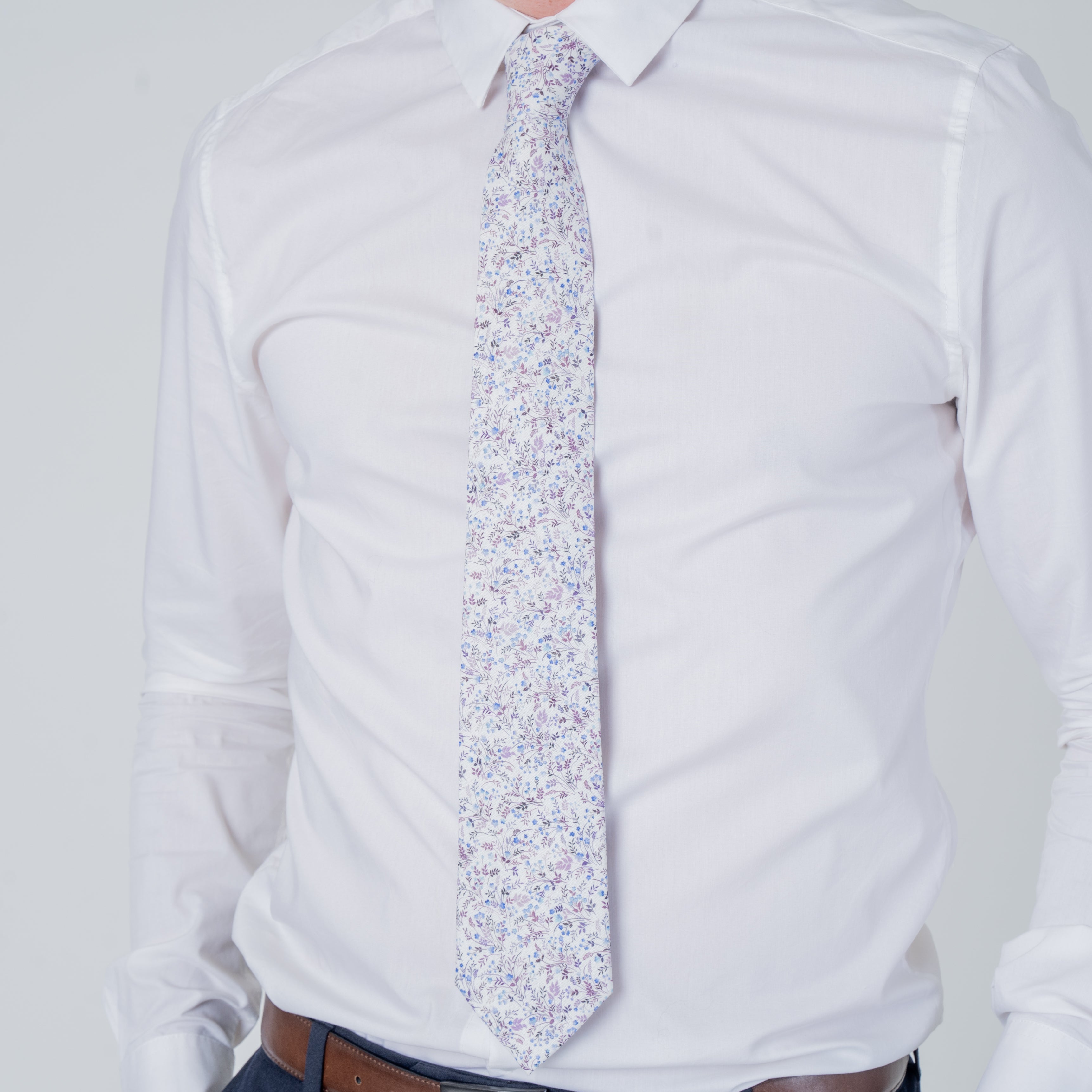 English Garden Mist Cotton Tie | Wedding | Crossrow London