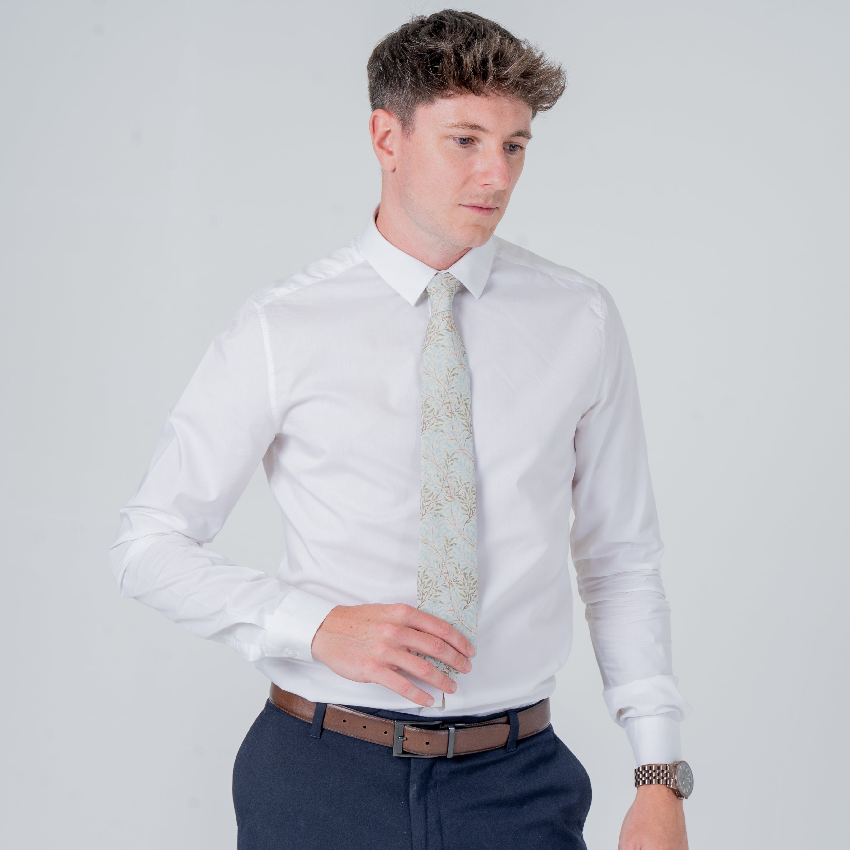 Willow Mist Cotton Tie | Wedding | Crossrow London