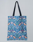 Blue Strawberry Thief Style Tote Bag
