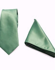 Sage Green - Satin Polyester Tie & Pocket Square Set