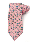 Pink polyester tie featuring playful white sheep and blue thought bubbles with "zzz" on a novelty pattern.