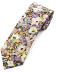 Thorpe Purple Liberty print cotton tie, ideal for weddings and formalwear.