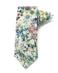Wild Flowers White Liberty Tana Lawn cotton tie, a wildflower print on a white ground.