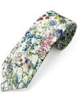Wild Flowers White Liberty Tana Lawn cotton tie, handmade from genuine Liberty fabric.