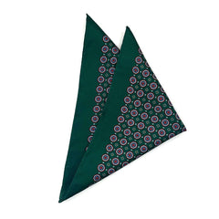 Emerald Medallion pocket square with a classic green backdrop and intricate medallion patterns.