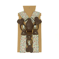 Floral Meadow men's braces made of premium cotton and leather.