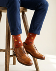 Rustic Forest Organic Cotton Socks worn with cuffed navy chinos and tan brogues