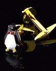 Penguin Cufflinks in Black, White & Gold-Tone Copper