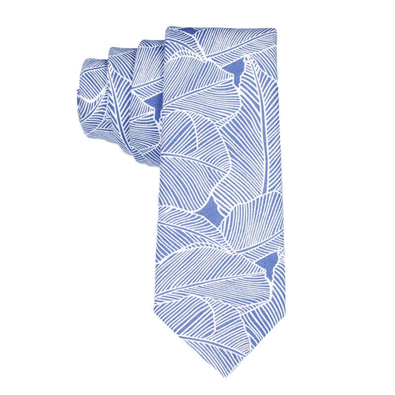 Azure Canopy Palm Leaf Slim Tie