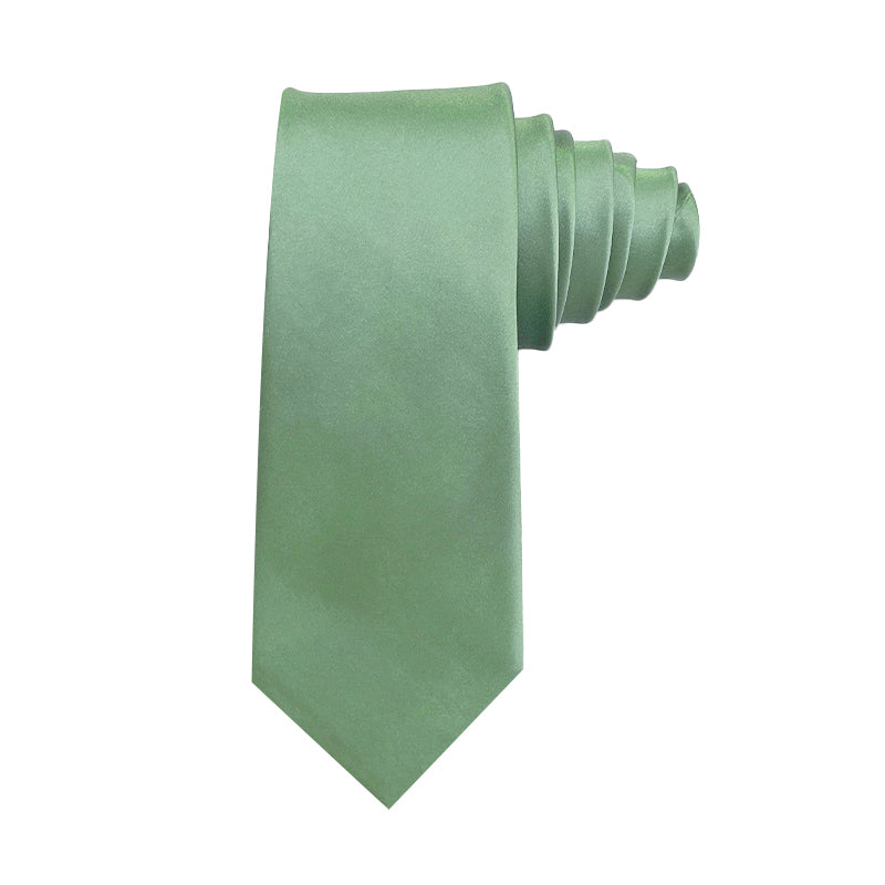 Sage green men's silk tie, crafted from 100% mulberry silk for elegant formal wear.