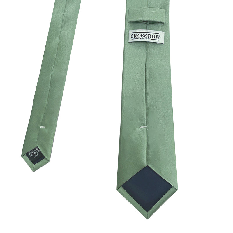 Sage green men's silk tie made from 100% mulberry silk, showcasing its luxurious texture and elegant design.