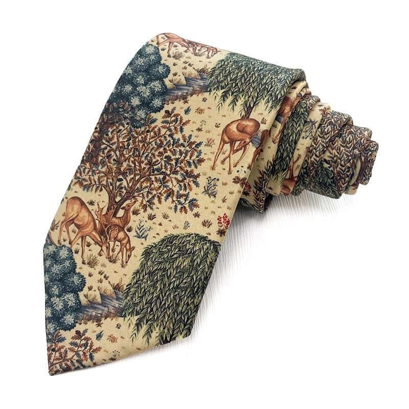 Woodland Serenity Nature-Inspired Polyester Tie