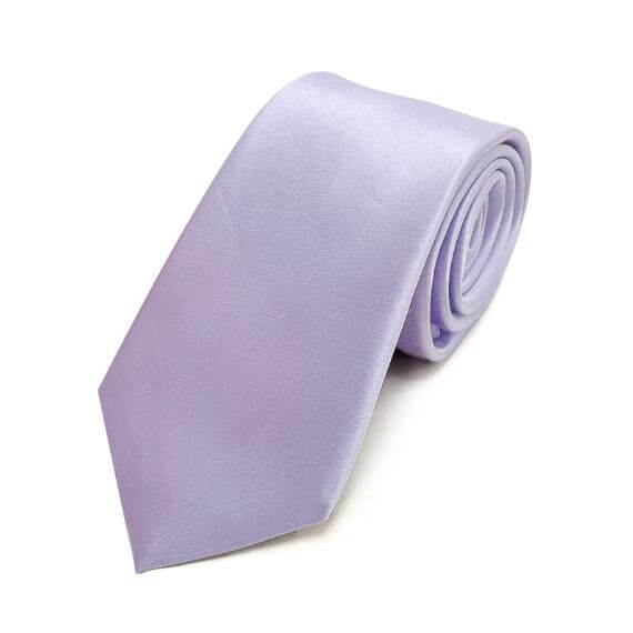 Lavender blue men's silk tie made of 100% pure mulberry silk, showcasing a soft lavender hue and elegant sheen.