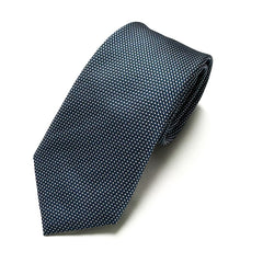 Midnight Blue Men’s Jacquard Silk Tie in a classic polka dot design, crafted from pure silk for elegance and versatility.