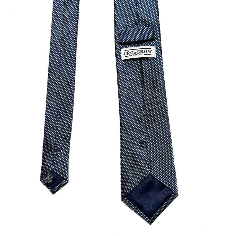 Midnight Blue men's jacquard silk tie featuring a classic pattern, ideal for formal and casual occasions.