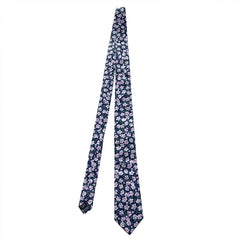 Lilac Grove tie with delicate lilac flowers on a deep navy background.