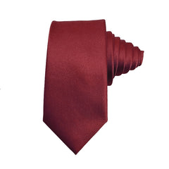 Burgundy - Solid sateng polyester slips &amp; lomme firkantet sett