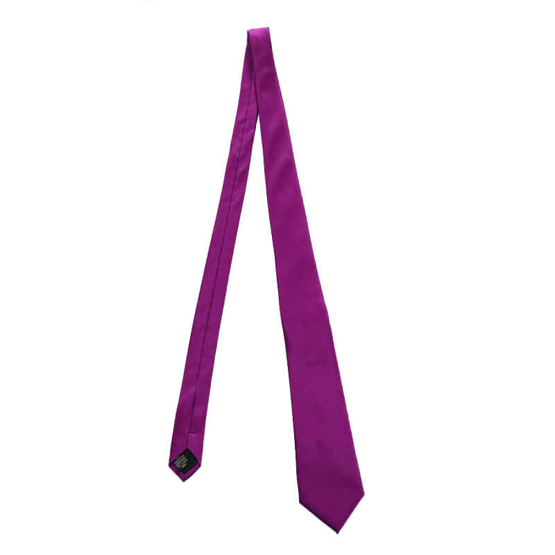 Fuchsia Solid Satin Polyester Tie and Pocket Square Set for formal occasions