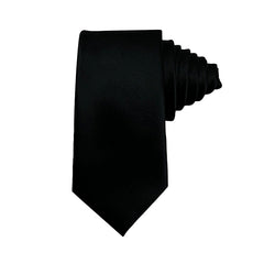 Black - Solid Satin Polyester Tie & Pocket Square Set