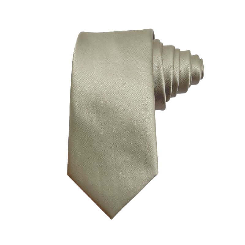 Light Grey Solid Satin Polyester Tie and Pocket Square Set for Formal Occasions