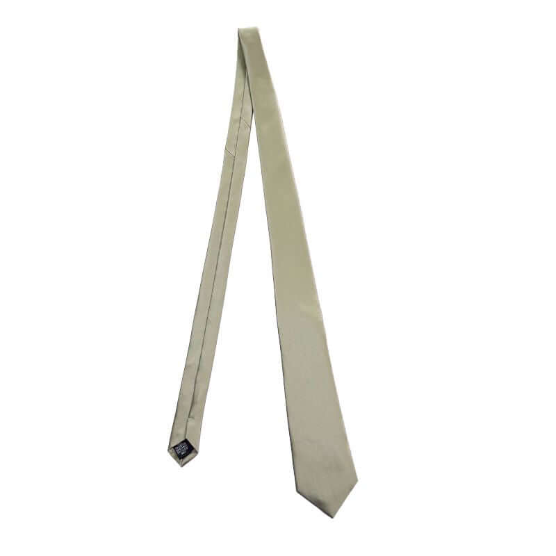 "Light Grey Satin Polyester Tie and Pocket Square Set for formal wear"