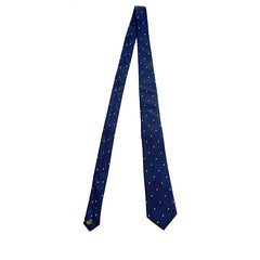 Classic Navy Polka Dot Silk Tie featuring white polka dots on a navy background, crafted from pure mulberry silk.