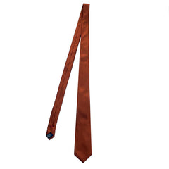 Burnt orange men's silk tie, crafted from 100% pure mulberry silk, showcasing a luxurious sheen.